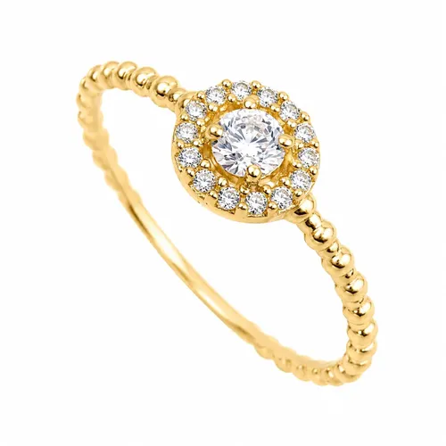 Anel Redondo 6 mm com 15 Zircônias em Ouro 18K