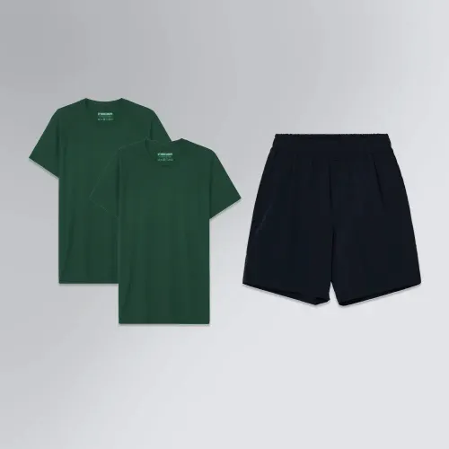 Conjunto 2 Camisetas Esportiva Performance T-Shirt 2.0 + 1 Bermuda Masculina Alfaiataria Tech Future Shorts 200
