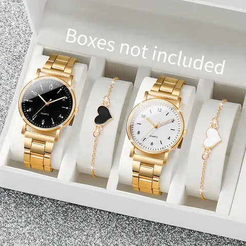 2/4 pçs moda árabe dial relógios femininos simples quaretz relógio de pulso com pulseiras conjunto reloj mujer (sem caixa)