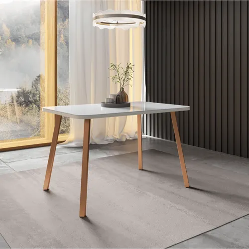 Mesa de Jantar 4 Lugares Retangular 1,19m 1602 Carraro Off White com Gelo