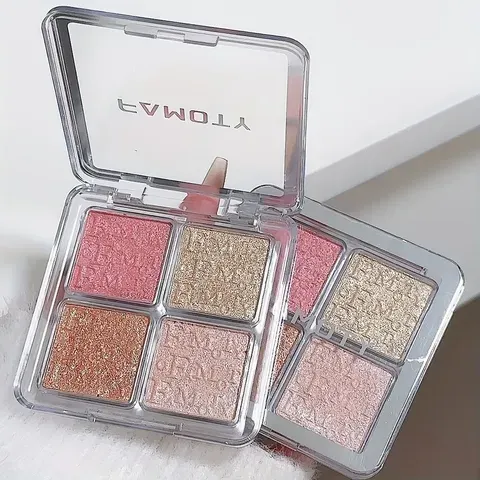 Natural Glow Face Highlighter Paleta, Iluminador Maquiagem, Impermeável, Brilho, Shimmer, Pó Cozido, 4 Cores