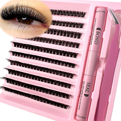 Diy kit de extensão de cílios lash bond e removedor de vedação cílios 200 pçs clusters ferramentas de maquiagem para colar cílios colagem cola