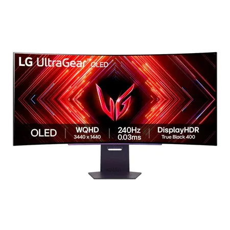 Monitor Gamer LG UltraGear OLED Curvo - Tela OLED 45", QHD, HDR400 Trueblack, 240Hz, 0,03ms (GtG), NVIDIA G-SYNC - 45GS95QE-B