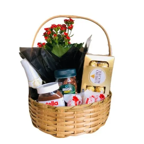 Cesta de Flores, Espumante e Chocolates
