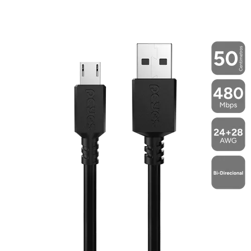 Cabo PCYES Micro USB para USB A 2.0 50cm PMUAP-05
