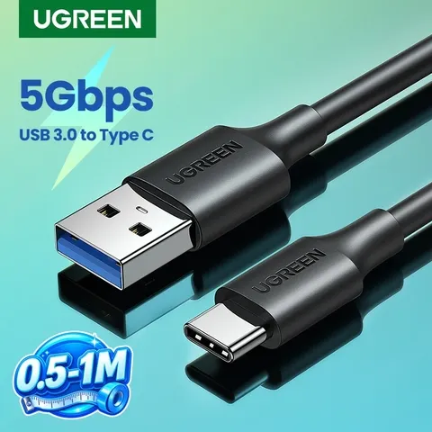 Cabo USB C UGREEN 5Gbps USB3.0 Tipo-C 3A 18W para iPhone 17/16/15 iPad Samsung S26/25 M2 SSD NVME Cabo de Dados USB3.0 0.5/1M