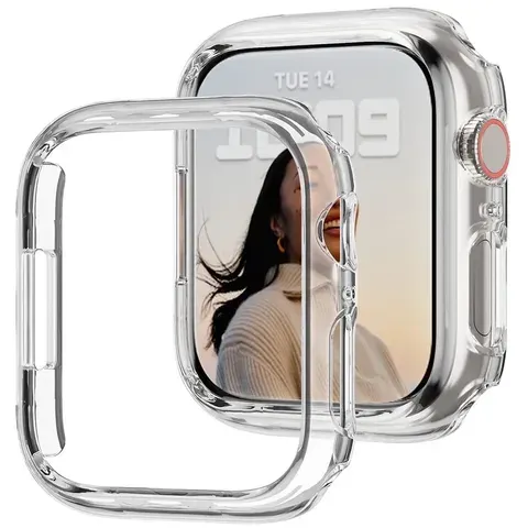 Capa para apple watch case 45mm 41mm 44mm 40mm 42mm 38mm 46 49mm acessórios protetor de pc amortecedor iwatch série 8 7 se 6 5 4 3 9