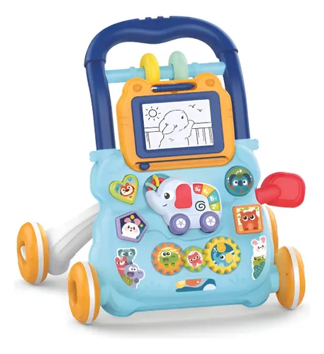 Andador de Empurrar Infantil com Atividades Azul - Maxi Baby