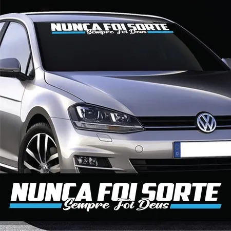 Adesivo para Carro Nunca Foi Sorte Sempre Foi Deus Carro Caminhão Vidro Para-Brisa Traseiro Azul