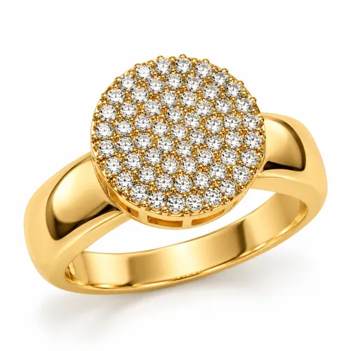 Anel 10 mm Vazado Cravejado com Zircônias em Ouro 18K