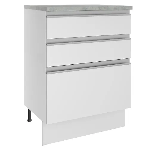 Balcão Madesa Glamy 60 cm 3 Gavetas Branco