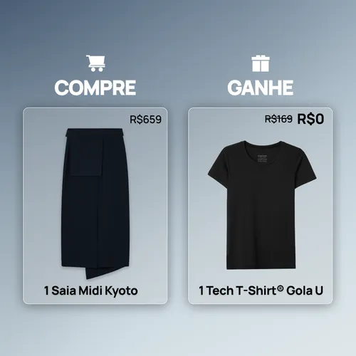Compre 1 Saia Midi Kyoto FutureForm e Ganhe 1 Tech T-Shirt Feminina Gola U