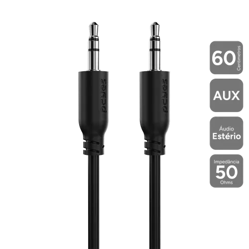 Cabo P2 3.5mm Macho para P2 3.5mm Macho PCYES 60cm P35M-06