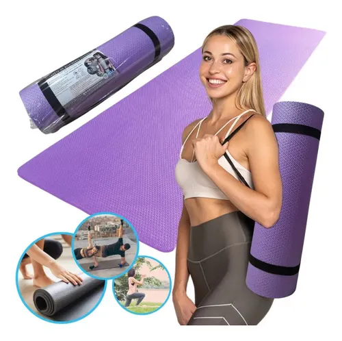 Colchonete Tapete Yoga Ginástica Pilates 1,80mx53cmx10mm Cor Lilás
