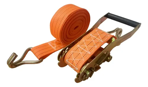 Cinta catraca 9m x 5cm Laranja 3 Toneladas para Amarração de Cargas Gancho J S-Forte