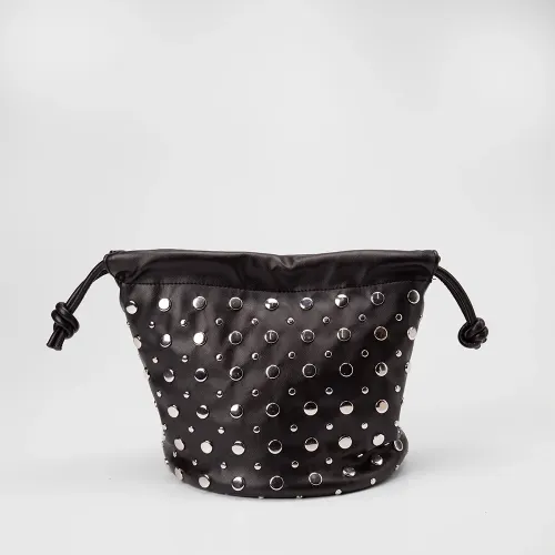 Bolsa Bucket Gabriela Média Detalhe Tachas Preto