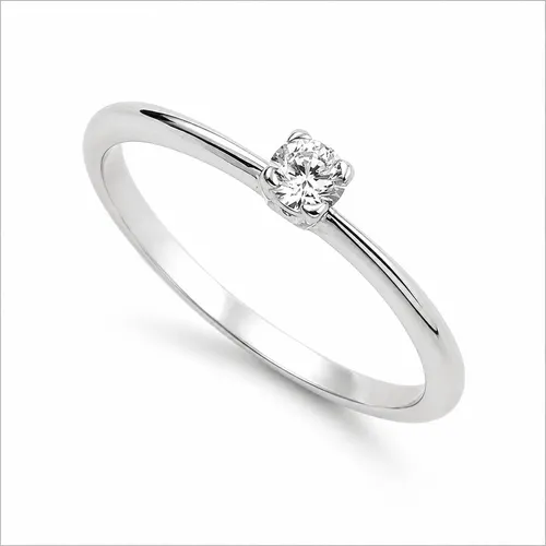 Anel 3 mm Prata Solitário com Zircônia