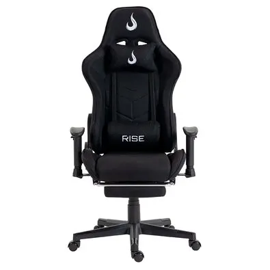 Cadeira Gamer Rise Mode X04, Ângulo Ajustável, Apoio para os Pés Retrátil, Preto, Tecido - RM-CG-X04-BK-FBC