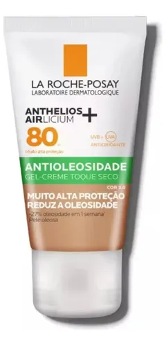 Protetor Solar Facial Antioleosidade FPS 80, Controle de Brilho por 12h, Efeito Matte, Cor 3.0, Anthelios Airlicium+ La Roche Posay, 40g