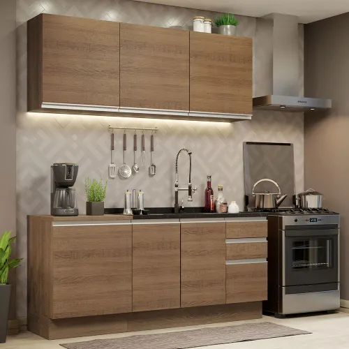 Armário de Cozinha Compacta 180cm Rustic Glamy Madesa 05