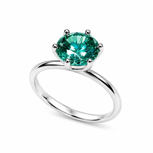 Anel Solitário 6 Garras com Zircônia Paraíba 10 mm em Prata