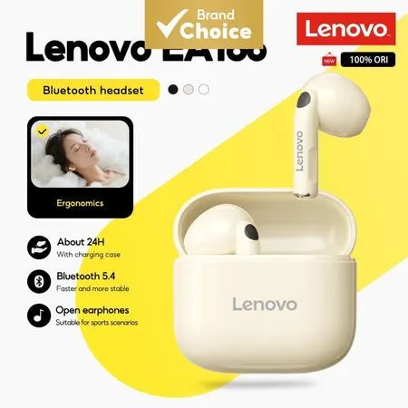 Lenovo Fones de Ouvido TWS sem Fio Premium Versão Regular Bluetooth 5.4 24H Vida Útil da Bateria com Cancelamento Ruído 
