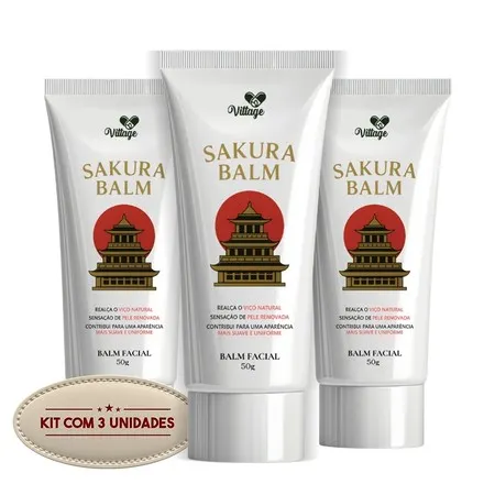 kit 3x Creme Facial Sakura Balm Vittage – Realce do Viço Natural | 50g