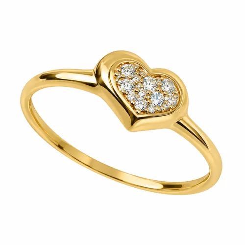Anel Coração com Zircônias em Ouro 18K