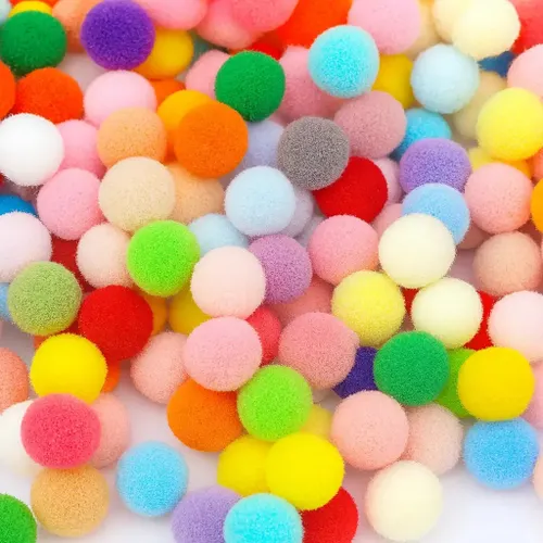 Pompom 20mm branco, preto, verde, amarelo, rosa, vermelho, laranja, azul claro e azul escuro - 100 Unidades