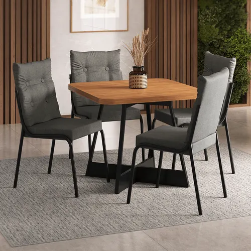 Conjunto Sala de Jantar 4 Cadeiras California Carraro Preta