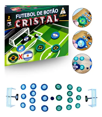 Jogo Futebol de Botão Cristal Seleções Brasil X Argentina Arca7 com Traves e Acessórios