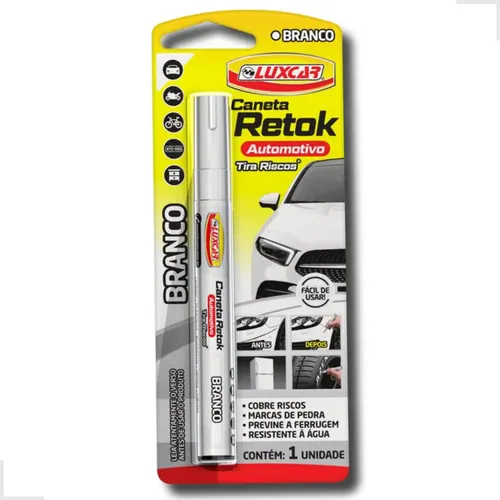 Caneta Retok Tira Riscos Branca Repara Pintura de Carros