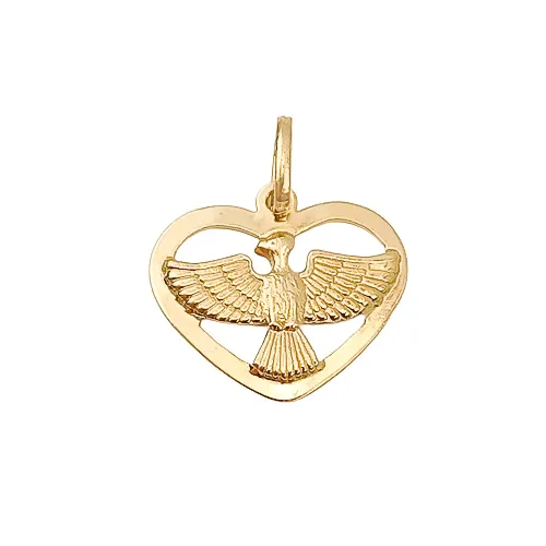 Pingente Coração Divino Espírito Santo em Ouro 18K