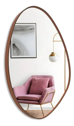 Espelho orgânico de parede Mirror Store Orgánico do 60cm x 42cm com 60cm de diâmetro quadro caramelo