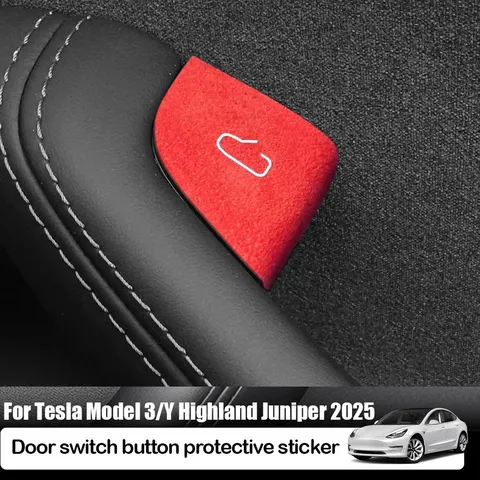 Para Tesla Model Y Juniper 2025 Model 3 Highland 25-26 Acessórios de Acabamento Interno para Carro, Adesivos de Camurça para Botões de Porta, Remendos e Capas de Acabamento