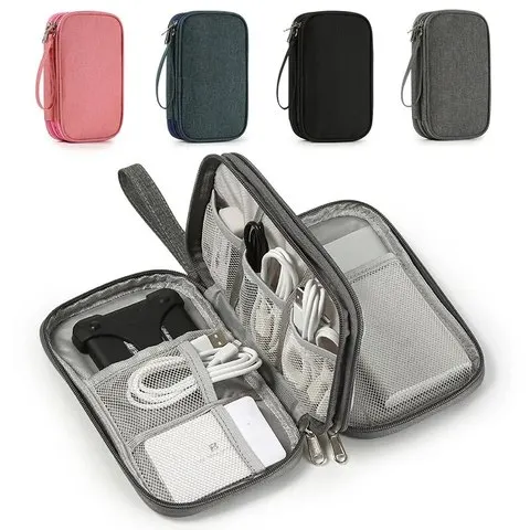 Bolsa de armazenamento digital de viagem portátil-organizador de cabo USB estojo de carregador de fone de ouvido em cinza/preto/marinho para netness e conveniência