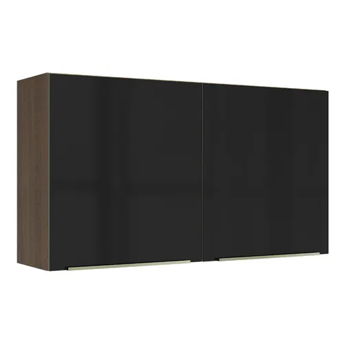 Armário Aéreo Madesa Lux 120 cm 2 Portas Rustic/Preto