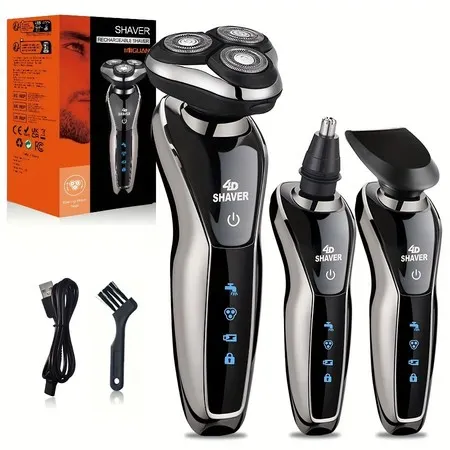 Barbeador Elétrico Masculino , Aparador de Pêlos do Nariz 3 em 1 , Navalha Portátil Recarregável USB com Lâmina Flutuant