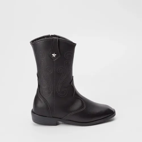 Bota Infantil Molekinha Country Texana Cano Alto Pespontos Preto