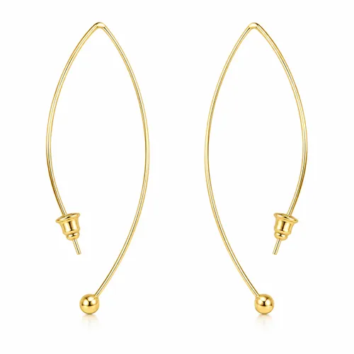 Brinco Gancho Oval com Bola em Ouro 18K