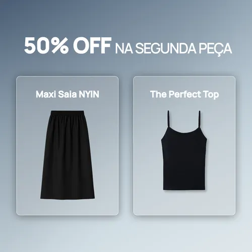 Kit Maxi Saia NYIN Feminino + Blusa de Alça Feminina The Perfect Top Segundo item 50% OFF