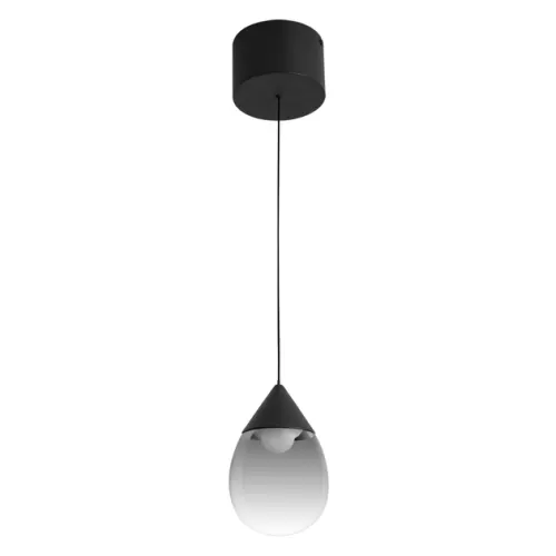 Pendente Led Vidro Fumê e Alumínio Preto 7w 3000k Drop