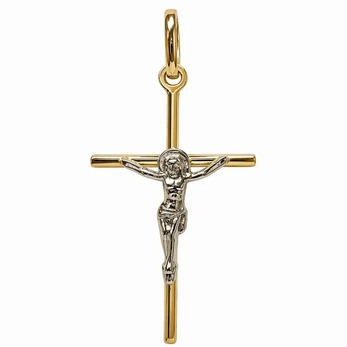 Pingente Crucifixo Bicolor em Ouro 18K
