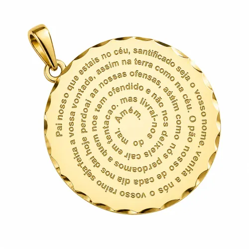 Pingente Pai Nosso Redondo 3,5 cm em Ouro 18K