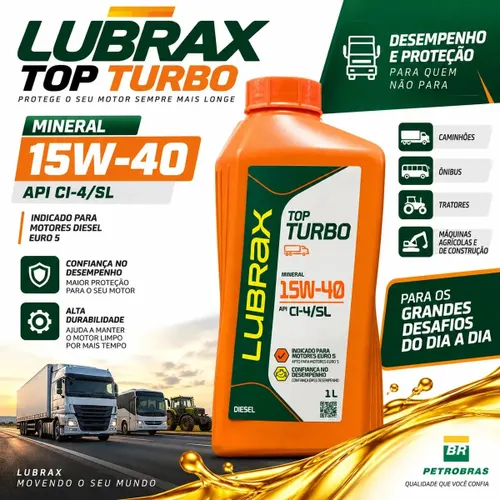 Óleo Mineral 15w40 Lubrax Top Turbo Ci-4 1 Litro