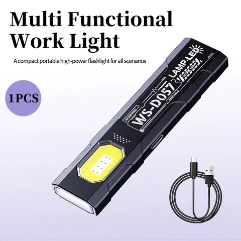 Lanterna LED COB Recarregável Tipo C 600LM, Mini Tocha Portátil, Lanterna de Bolso, Luz de Trabalho com Ímã para Emergências