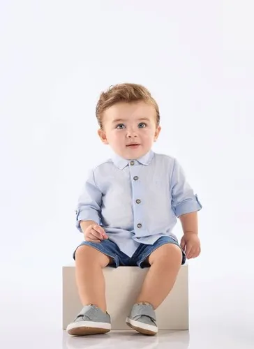 Bermuda para Bebê Menino em Jeans com Elastano (Azul) Up Baby