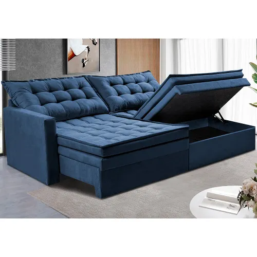 Sofá sem Caixa Retrátil Baú Cama inBox Secret Suede Velusoft