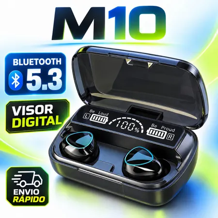 Fone de Ouvido sem Fio Bluetooth M10 TWS 5.3 com Som Estéreo de Alta Qualidade