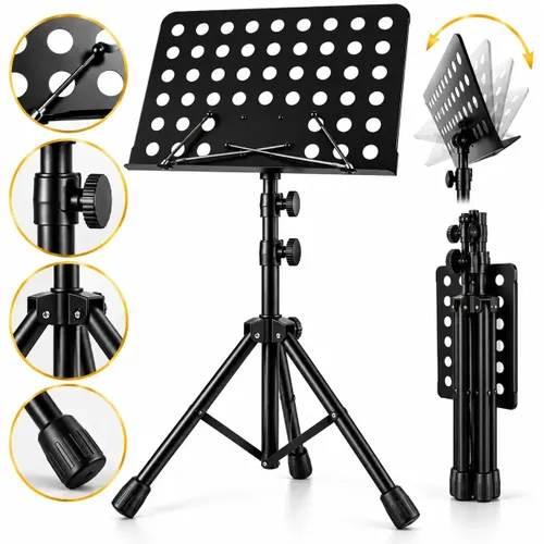 Estante para Partitura Musical Ajustável de Ferro com Tripé Dobrável